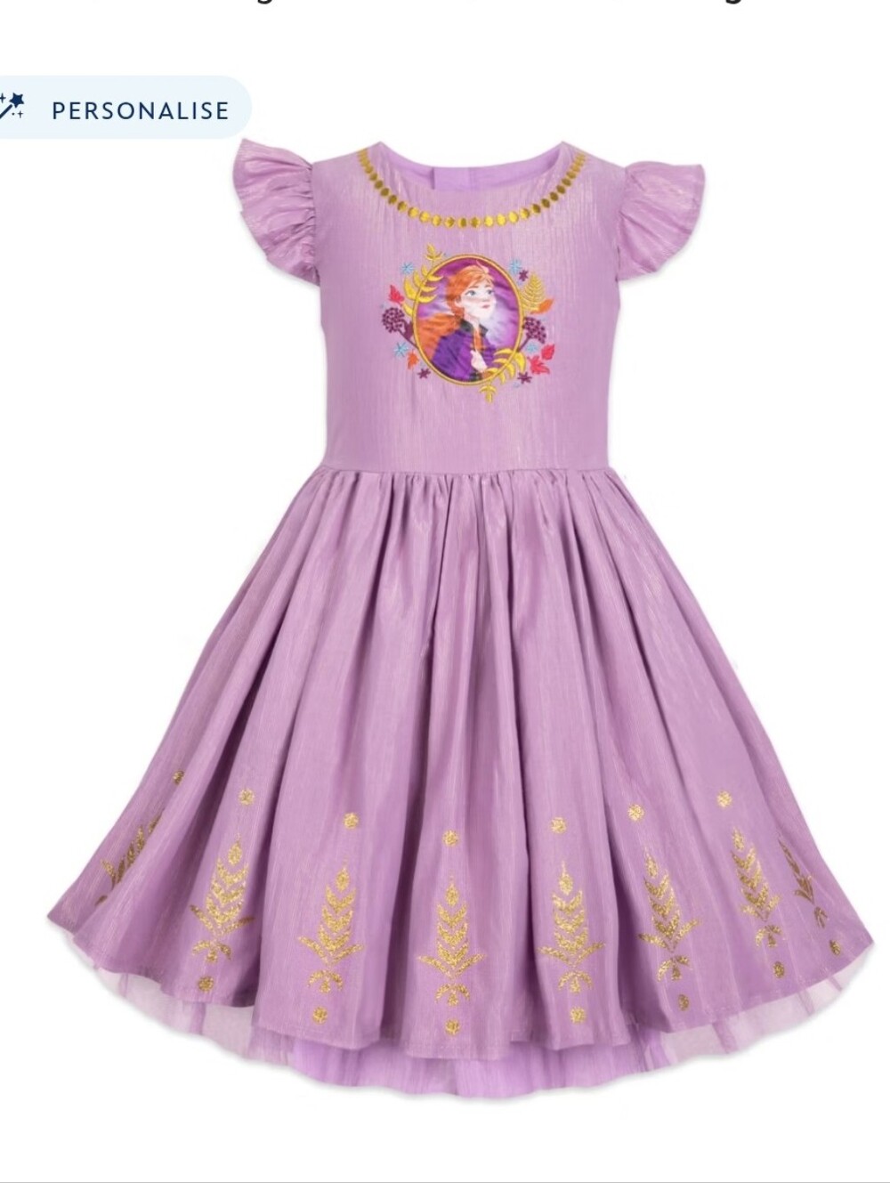 Disney Frozen 2 Princess Dress Size 2 Purple And Gold Cotton